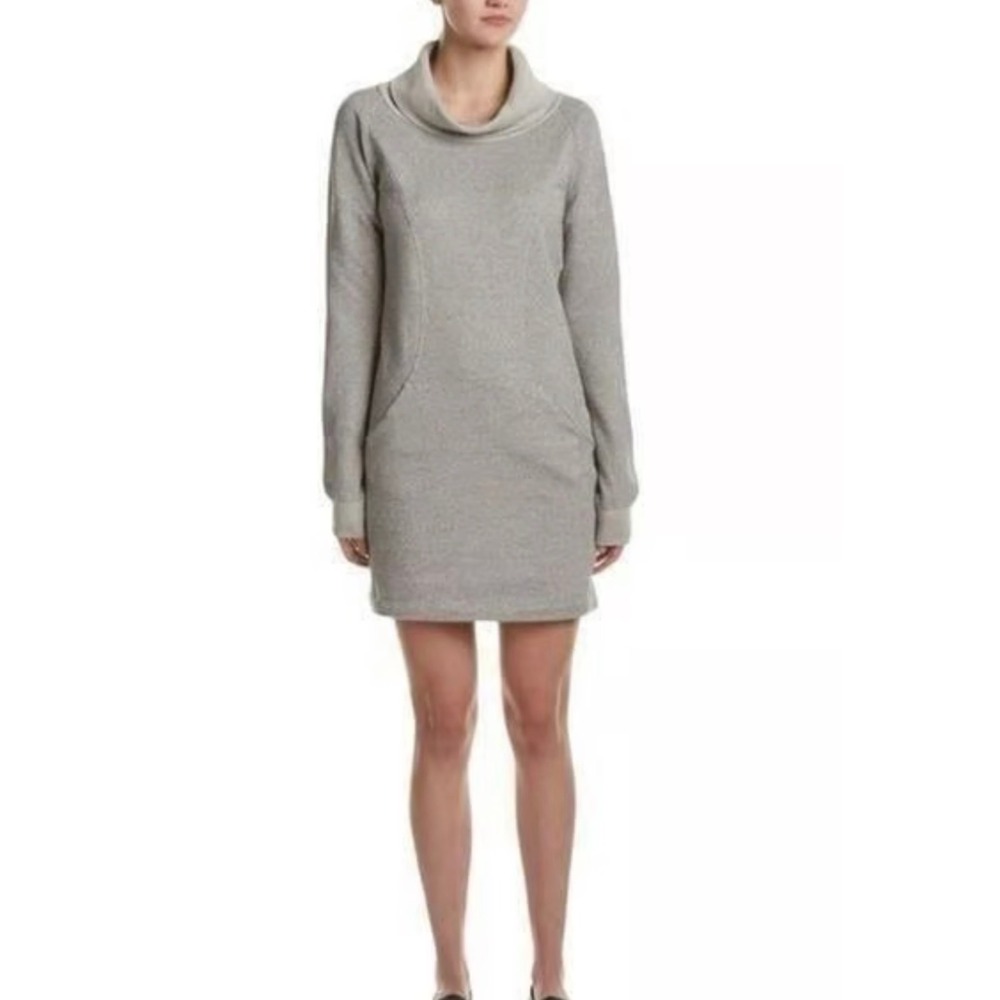 Lolë Women's Gray Heathered Knit Cowl Neck Long‎ Sleeve Mini Dress NWT size L